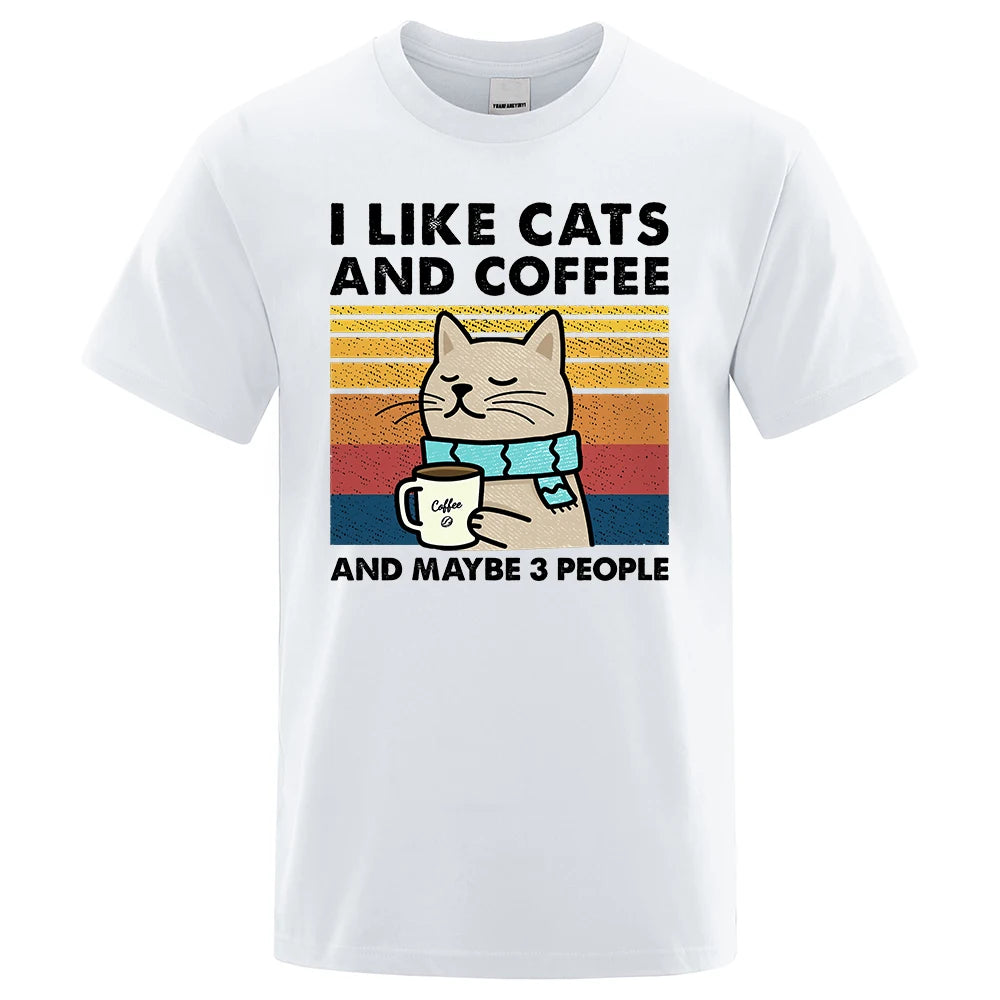 I Like Cats And Coffee Funny T-Shirt For Cat Lovers - myfunfarm