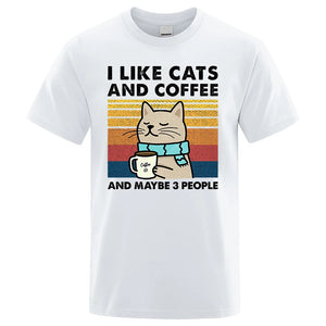 I Like Cats And Coffee Funny T-Shirt For Cat Lovers