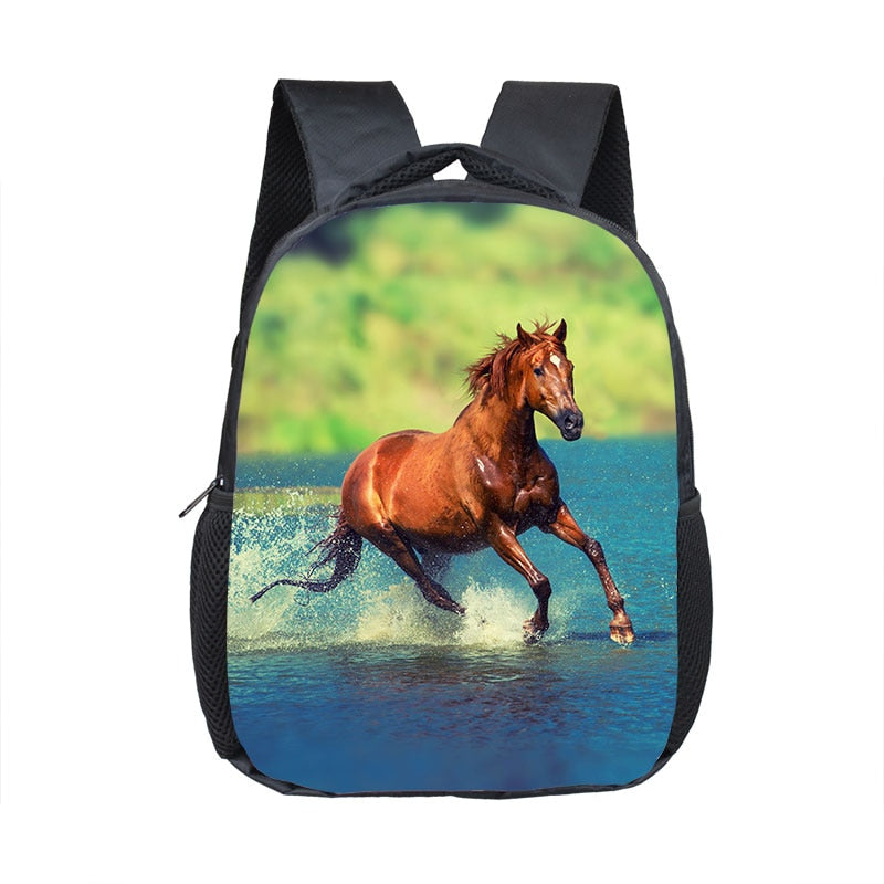 Horse Print Backpack Children School Bags