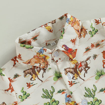 Summer Kids Boys Short Sleeve Tops Holiday Beach Blouse Shirts - myfunfarm
