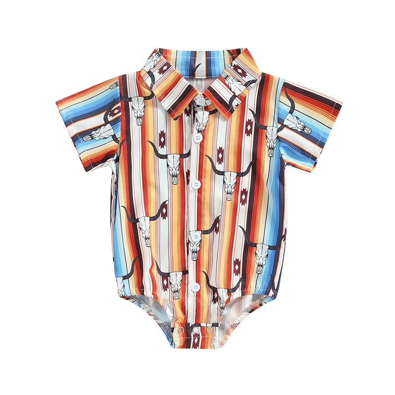 Summer Newborn Baby Boys Shirts Bodysuits 5 Colors Cattle Cactus Print - myfunfarm