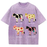 Cute Cartoon Cow Print T-Shirt