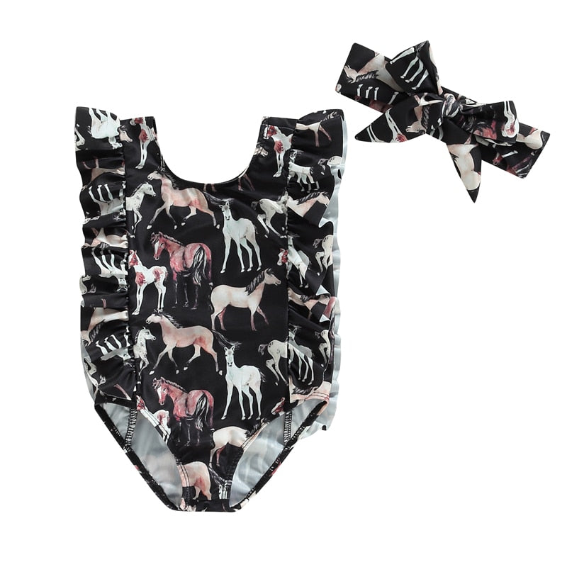 Summer Toddler Newborn Baby Girls Swimsuits Cactus/Cattle/Horse - myfunfarm