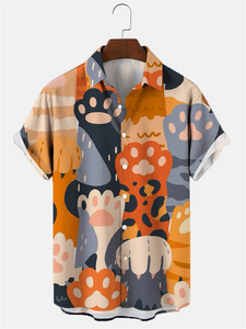 Hawaiian Shirt Cute Cartoon Cat print