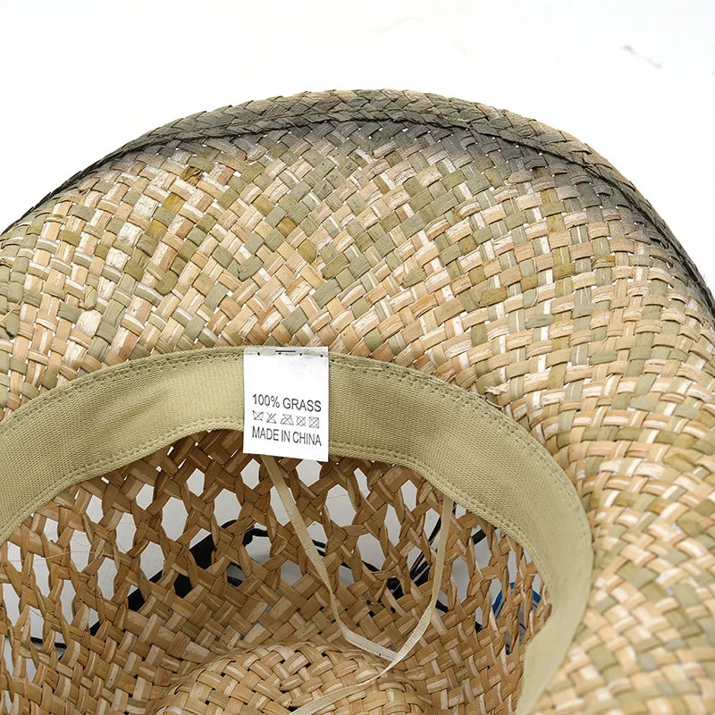 Hollow straw Cowboy Hats Western Beach Felt Sunhats - myfunfarm