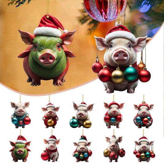2D Funny Piggy Images Christmas Ornaments Decoration Home New Year