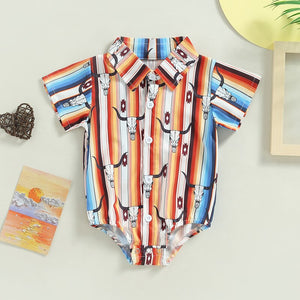 Summer Newborn Baby Boys Shirts Bodysuits 5 Colors Cattle Cactus Print