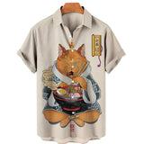 Hawaiian Shirts Japanese Art style Cat print
