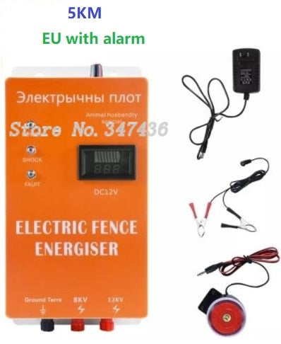 5KM/10/20KM Electric Fence Solar pulse Charger Controller Animal Horse Cattle Poultry Farm Shepherd Alert Livestock Tool