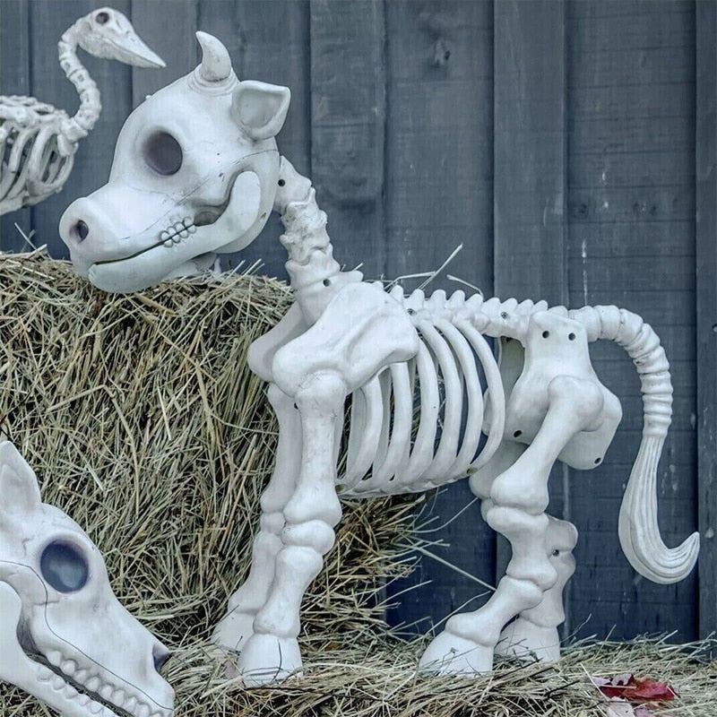 Cow Horse Skeleton Tricky Graveyard Resin  Spooky Halloween Horror  Decor