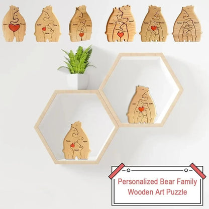 Engraving DIY Bear Family Wooden Puzzle Personalized - myfunfarm