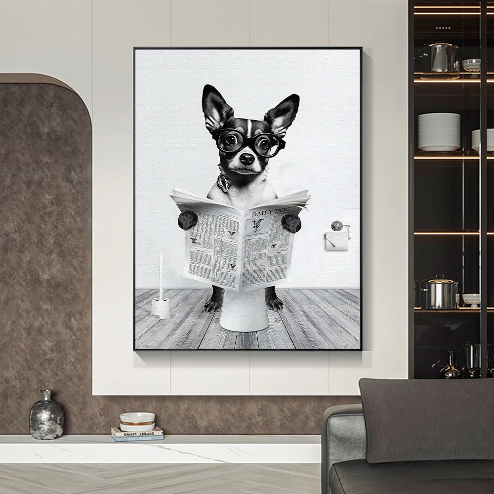 Funny Animal in Bathroom Poster Cow Giraffe Elephant Orangutan Zebra Sitting in Bathtub Canvas Painting Toilet Wall Art Pictures - myfunfarm