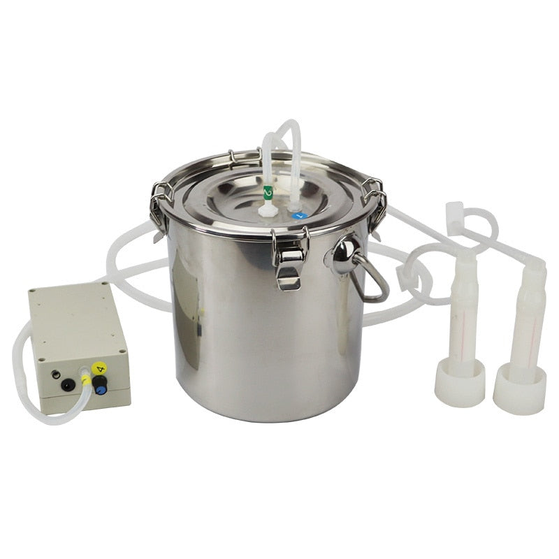 5L Milking Machine Milker Automatic Electric & Pulsating for Farm Cows Goats Sheep Vacuum Pump Bucket Farm Breeding Equipments - myfunfarm