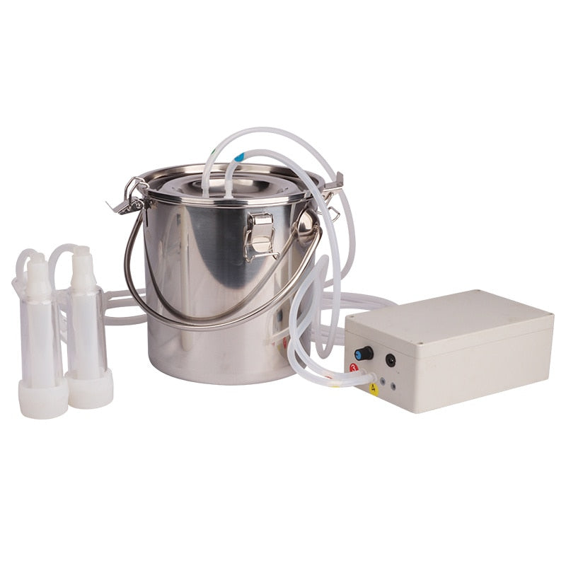 5L Milking Machine Milker Automatic Electric & Pulsating for Farm Cows Goats Sheep Vacuum Pump Bucket Farm Breeding Equipments - myfunfarm