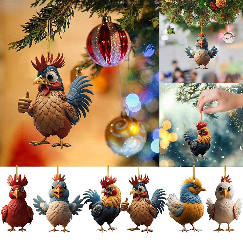 Cute Cartoon Chicken Christmas Ornament Decoration