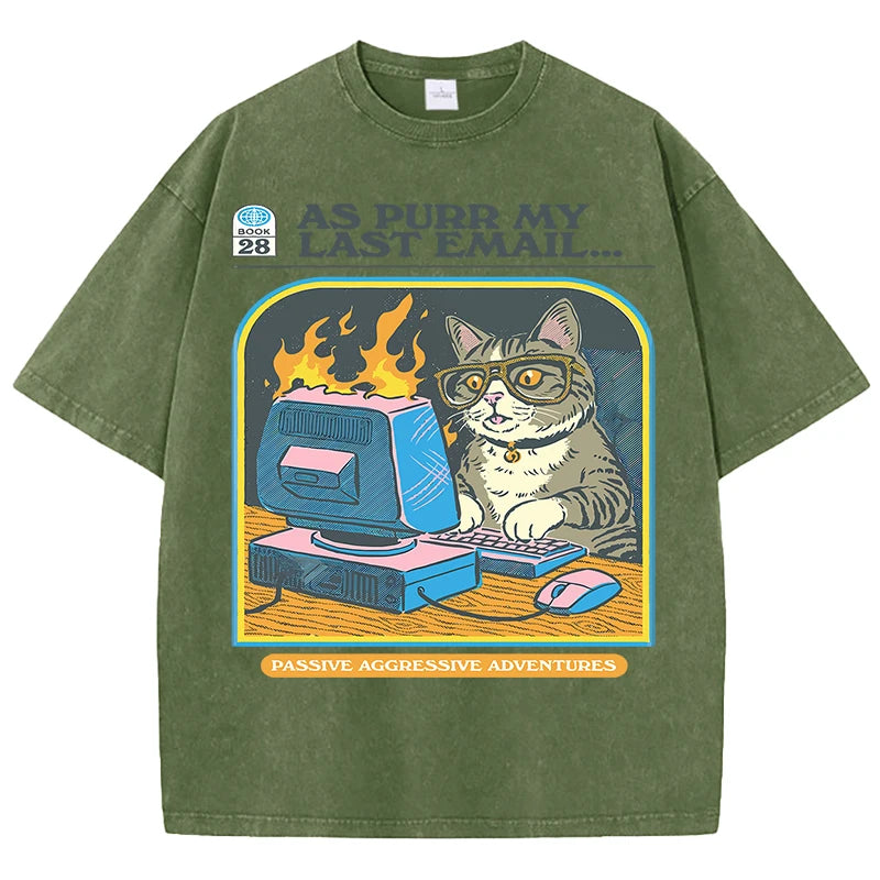 As purr my lasst email-funny Cat Unisex Washed Tees - myfunfarm