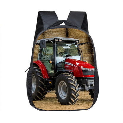 Farm Tractor Print Backpack Children School Bags
