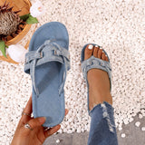 Women Handmade Denim Flip Flops Open Toe Casual Slipper