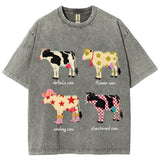 Cute Cartoon Cow Print T-Shirt