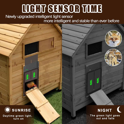 Automatic Chicken Coop Door Opener Battery Powered Light Sense Control Waterproof Pet Flap Accessories Upgrade ABS House Gate