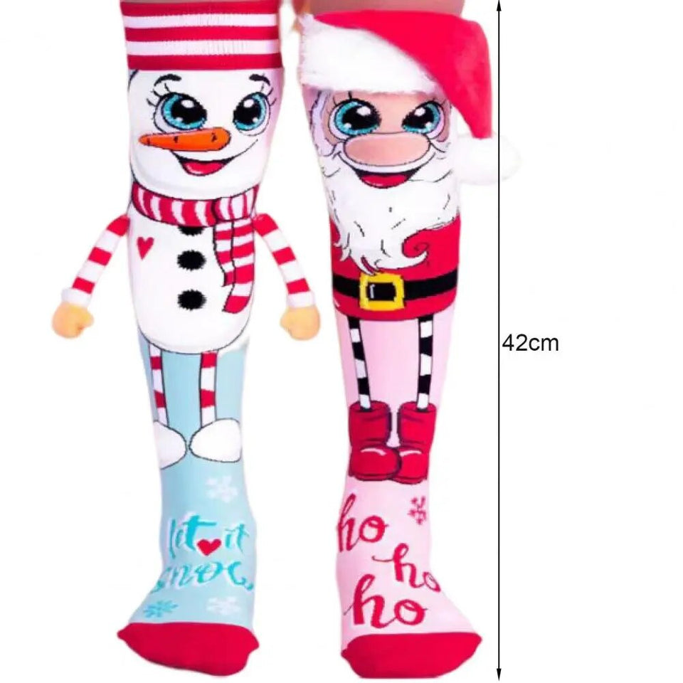1 Pair Trendy Cartoon Christmas Stockings Santa Snowman