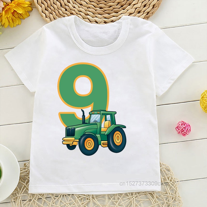 T Shirt for kid Farmer Tractor 1-9 Years Old Happy Birthday Gift