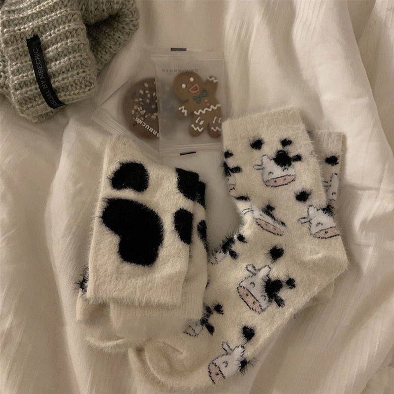 Milk Cow Autumn Socks Soft Warm  for Women - myfunfarm