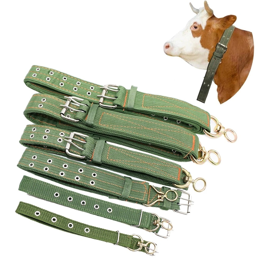 Strong Durable Belay Tie Adjustable Cattle Collar Cow Hauling Collar Livestock Feeding Supply Canvas Belt  Veterinary Equipment - myfunfarm
