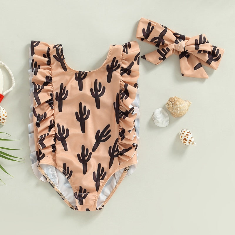 Summer Toddler Newborn Baby Girls Swimsuits Cactus/Cattle/Horse - myfunfarm