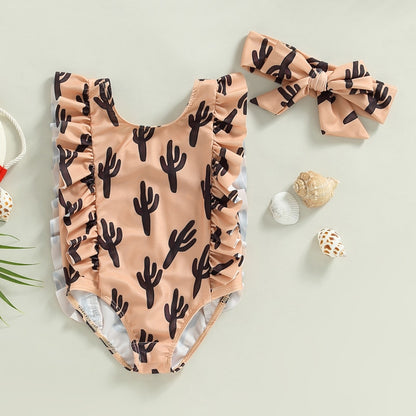 Summer Toddler Newborn Baby Girls Swimsuits Cactus/Cattle/Horse - myfunfarm