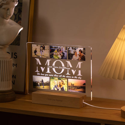 Personalized Custom Photo and Names, 3D Acrylic Lamp Customized Bedroom NightLight for MOM DAD LOVE Family Day Christmas Birthday Gift - myfunfarm