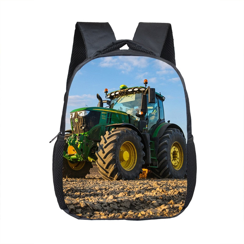 Farm Tractor Print Backpack Children School Bags