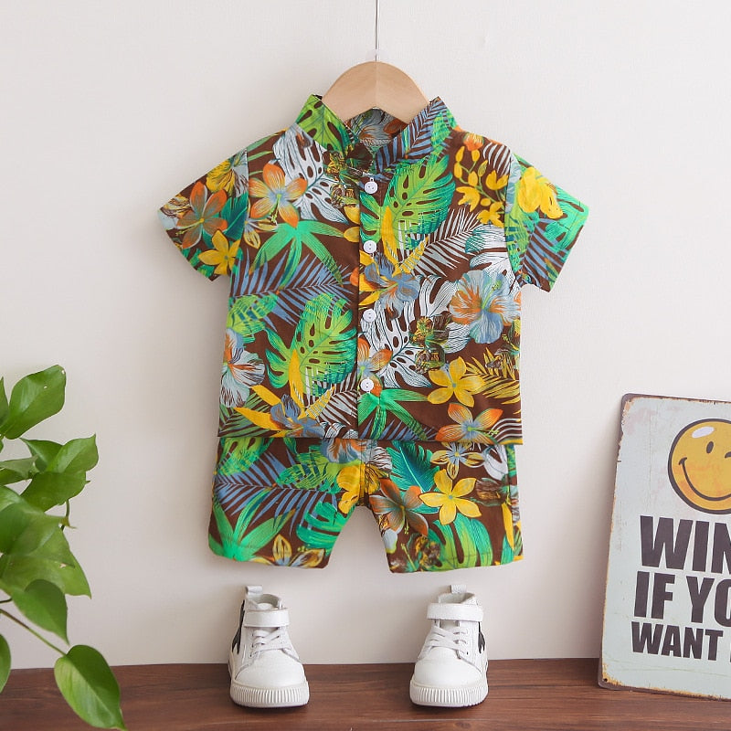 1-6 Year Children Set Hawaiian shirt and Shorts Floral Printed - myfunfarm