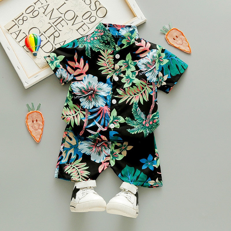 1-6 Year Children Set Hawaiian shirt and Shorts Floral Printed - myfunfarm