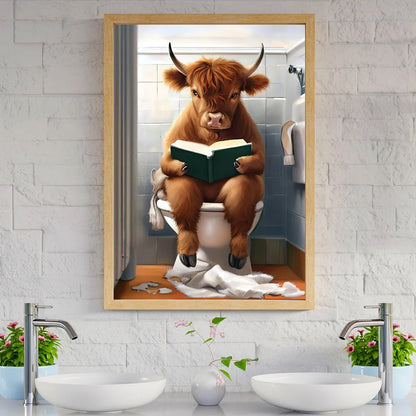 Highland Cow Bathroom Toilet Art Poster Funny