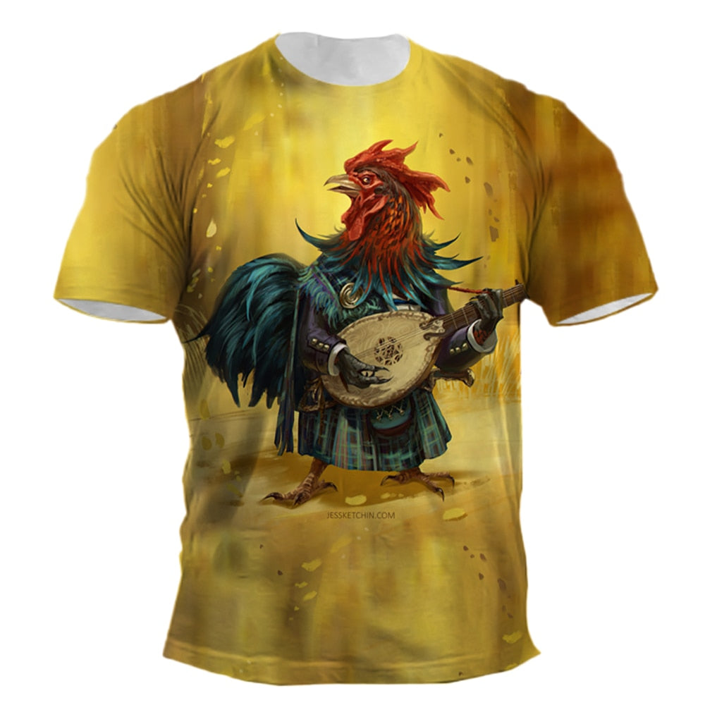 Rooster 3d Print Funny Unisex T-shirt - myfunfarm