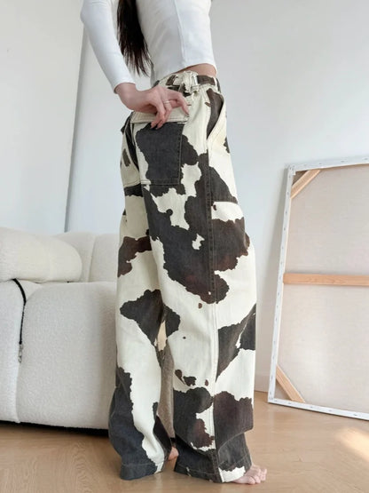 Cow Pattern Jeans Pants For Women