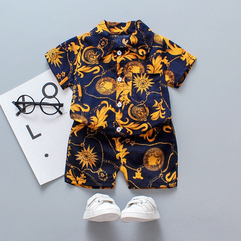 1-6 Year Children Set Hawaiian shirt and Shorts Floral Printed - myfunfarm