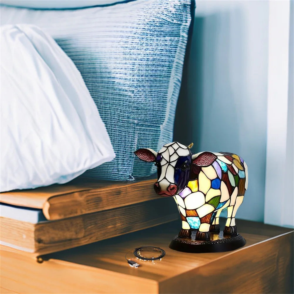 Retro Animal Table Lamps Indoor Lighting with Electronic Light Bulb USB Powered Bedside Lampshade Night Lights For Living Room
