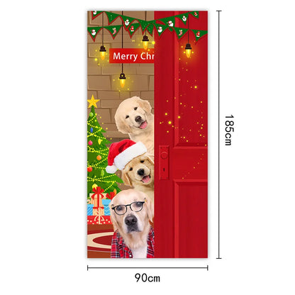 Christmas Outdoor Photo Santa Claus and Dog Background Hanging Decoration for Home