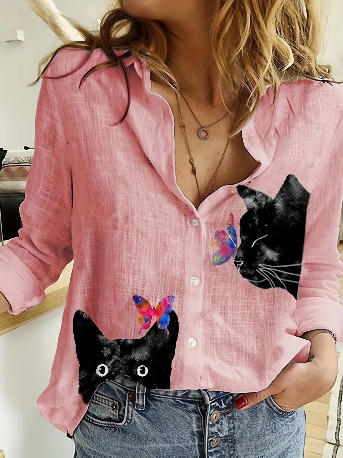 Long Sleeve Women's Shirt for Cat Lovers