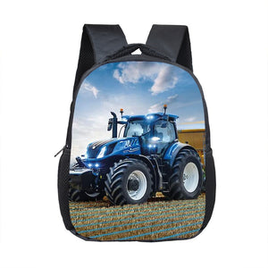 Farm Tractor Print Backpack Children School Bags