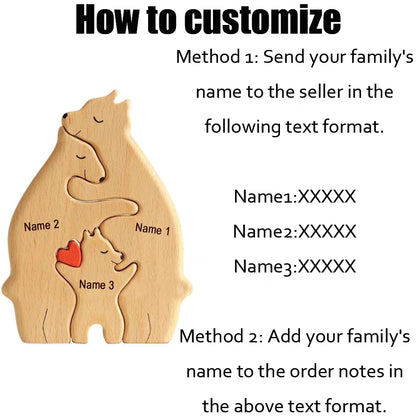Engraving DIY Bear Family Wooden Puzzle Personalized - myfunfarm