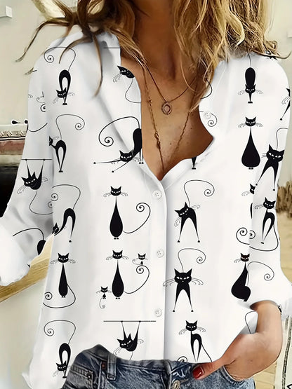 Long Sleeve  Women's Shirt for Cat Lovers - myfunfarm