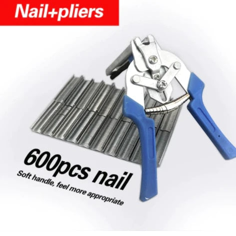 Hog Ring Plier Tool and 600pcs M Clips Staples Chicken Mesh Cage Wire Fencing Caged clamp Poultry supplies Dropshipping