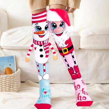 1 Pair Trendy Cartoon Christmas Stockings Santa Snowman