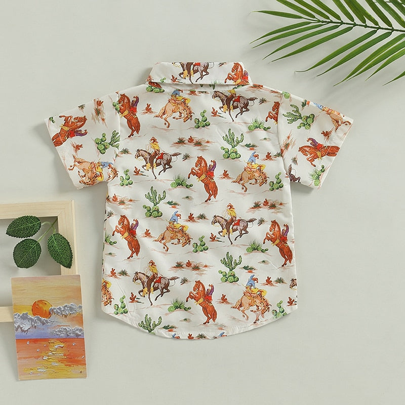 Summer Kids Boys Short Sleeve Tops Holiday Beach Blouse Shirts - myfunfarm