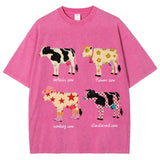 Cute Cartoon Cow Print T-Shirt