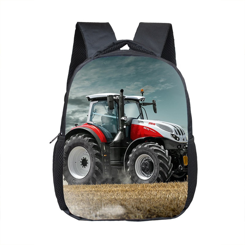 Farm Tractor Print Backpack Children School Bags