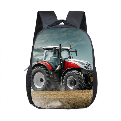 Farm Tractor Print Backpack Children School Bags